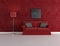 Red and black living room