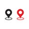 Red and black maps pin. Location map icon, location marker icon, location pin. Pin icon vector.