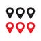 Red and black maps pin. Location map icon. Location pin. Pin icon vector.