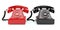 Red and black old-fashioned phones isolated