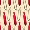 Red and black outline style neckties seamless pattern on beige background