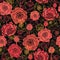 Red and black poppy flowers seamless pattern