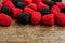 Red and black rubbers on a table