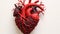 A red and black sculpture of a human heart, AI