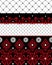 Red and black seamless lace pattern with fishnet on white