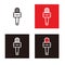 Red, black and silhouette square broadcasting microphone for news anchor, news live, television or infotainment news, etc