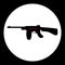 Red and black simple submachine gun icon