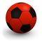 Red-black soccerball. Closeup.