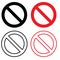 Red and black Stop sign vector icon set. Warning illustration sign collection. entry forbidden symbol.