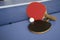 Red and black Table Tennis Paddles and ball