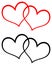 Red and black two hearts clip art