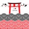 Red Black wave seamless patterns Fushimi Inari Taisha Shrine in Kyoto, Japan wall Vector