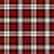 Red, black and white tartan plaid. Scottish pattern fabric swatch close-up.
