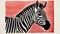 Red And Black Zebra Head Print - Linear Perspective And Bold Strokes