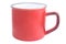 Red blank enamel mug on white