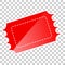Red blank shinning ticket or coupon, at transparent effect background