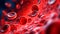 Red blood cells as they navigate through the labyrinthine vessels. Generative AI