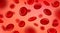 Red blood cells flow, macro view erythrocyte background. Realistic bloodstream circulation closeup. Hematology medicine