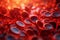 Red blood cells transforming into other essential components of the body, such as muscle cells or brain cells, highlighting their