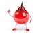 Red Blood Drop Cartoon Character Showing Muscle Arms