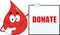 Red Blood Drop Cartoon Mascot Character Showing A Blank Sign With Text Donate