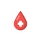 Red blood drop flat on white background