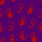 Red Bloody Scary Hands Imprint Seamless Pattern Background. Vector