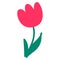 Red Blooming Tulip Drawn By Child Icon