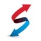 Red and Blue Arrows Icon. Vector Double Arrow Symbol.