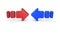 Red and blue arrows that oppose each other. An abstract concept that represents conflict and resistance.