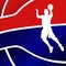 Red and blue basketball background