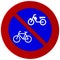 Red and blue bicycle reflector sign