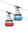 Red and blue cable cars.