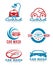Red and blue Car wash service logo vector set design