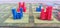 Red and Blue Castle Game Pieces for a Board Game