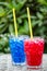 Red and blue cocktails