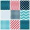 Red Blue Colorful Wave Vector Abstract Geometric Seamless Pattern Design Collection Decoration Web