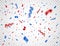 Red and blue confetti falling on transparent background. Happy Independence Day. Usa celebration design elements. Bright