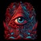 Red and blue eye of Providence. All Seeing Eye Of God. AI generative