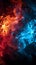 Red and blue fire on balck background