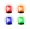 Red and blue flashers green and orange Siren Vector. Realistic Object. Light Effect. Beacon For Police Cars Ambulance