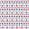 Red and blue folkart quilt vector pattern. Seamless scandi all over fabric for whimsical patchwork background.