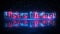 Red And Blue Futuristic Motion We`re Hiring Text Lettering Neon Light On Dark Blue Starry Sky Of The Space And Light Reflection