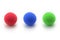 Red, Blue, Gree Small Sponge Balls on White Background