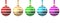 Red, blue, green, golden, purple  Christmas  ball  on white background