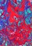Red and blue marbleized paint