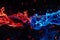 red and blue neon light .Two male hands in boxing. business market race concept , Generative AI
