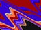 Red blue orange vivid fluid shapes, geometries background on black background