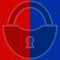 Red and blue padlock. Data protection day concept background