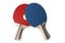 Red and Blue Ping Pong Paddles - Handles Facing Camera - Overhead
